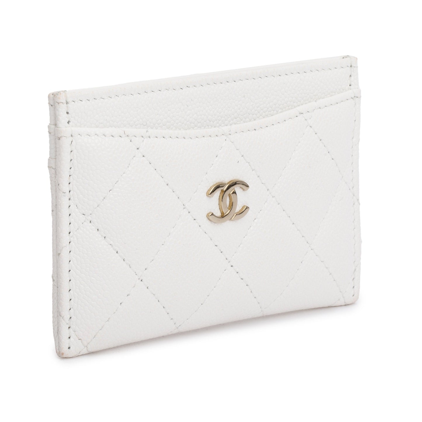 Chanel 2023 White Caviar Leather Classic Card Holder