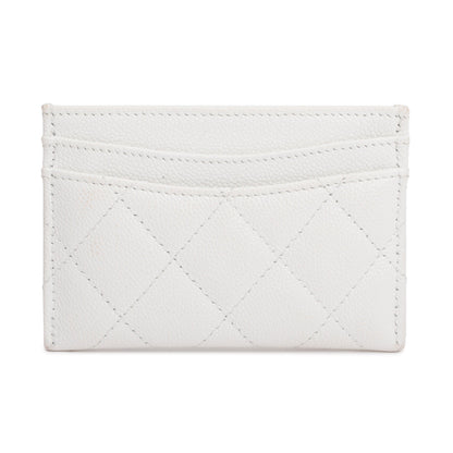 Chanel 2023 White Caviar Leather Classic Card Holder
