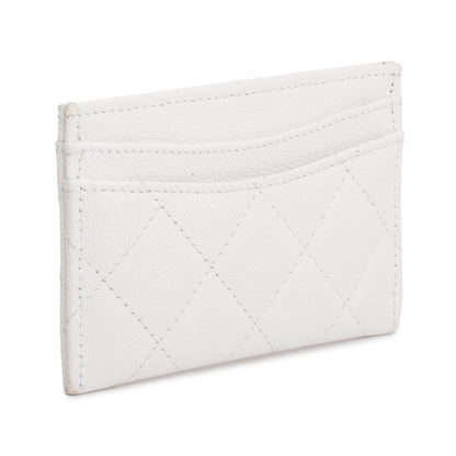 Chanel 2023 White Caviar Leather Classic Card Holder
