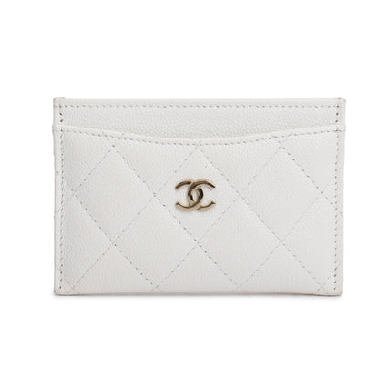 Chanel 2023 White Caviar Leather Classic Card Holder