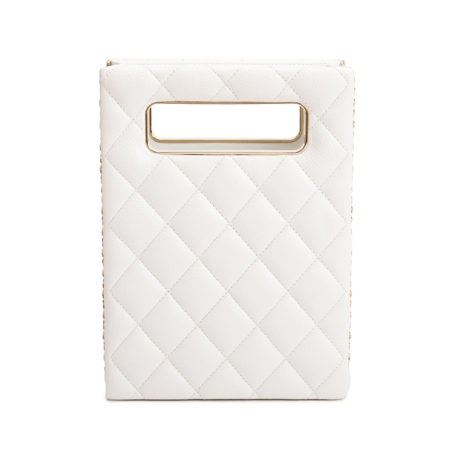 Chanel 2023 White Caviar Quilted Leather Evening Box Bag