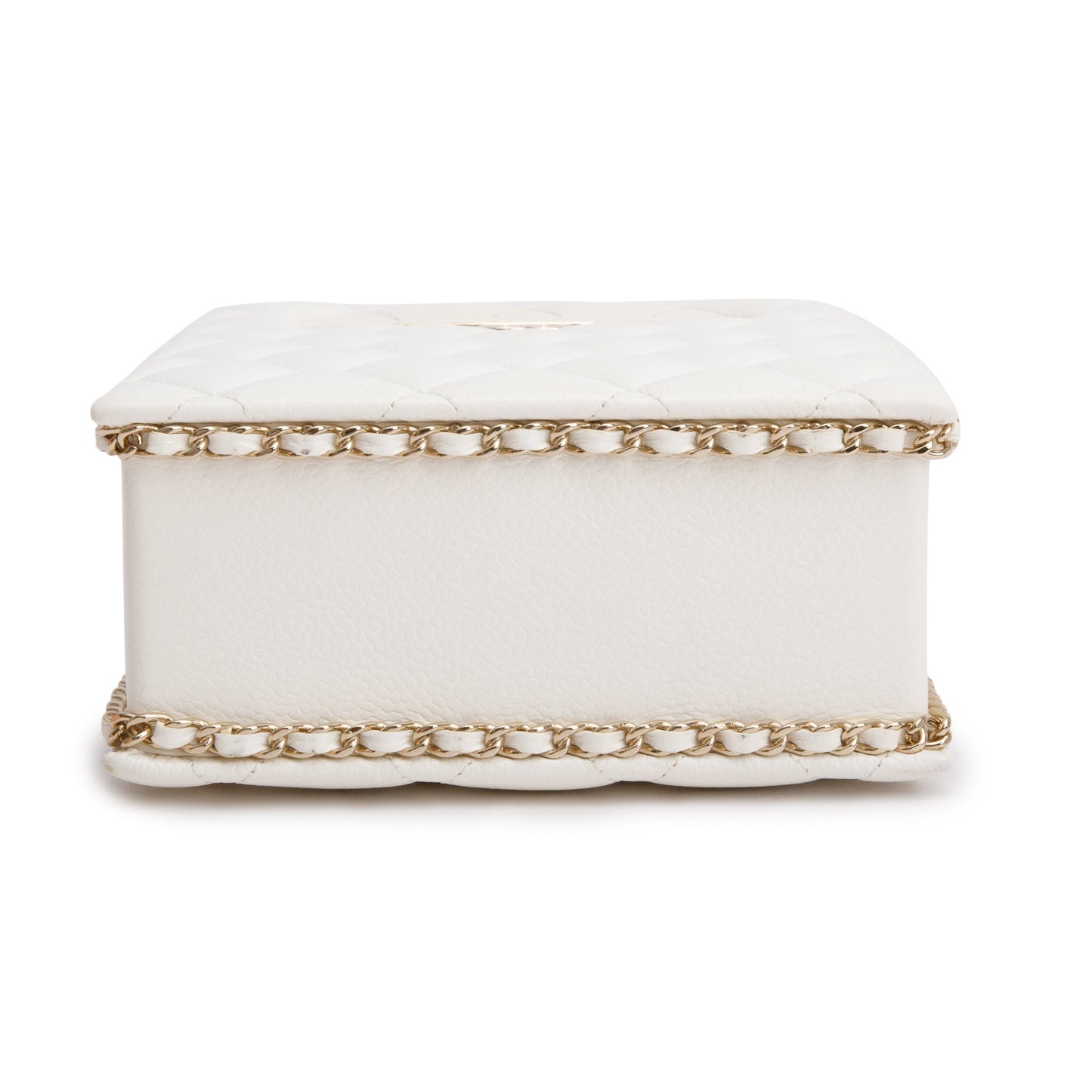 Chanel 2023 White Caviar Quilted Leather Evening Box Bag
