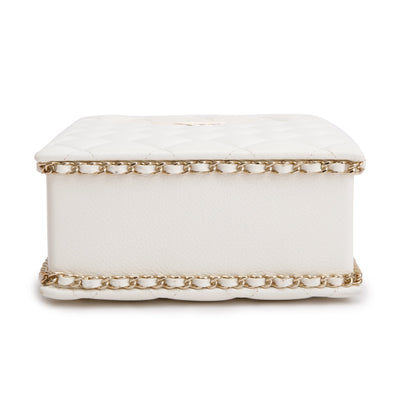 Chanel 2023 White Caviar Quilted Leather Evening Box Bag
