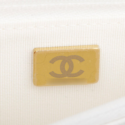 Chanel 2023 White Quilted Caviar Leather Classic Wallet on Chain