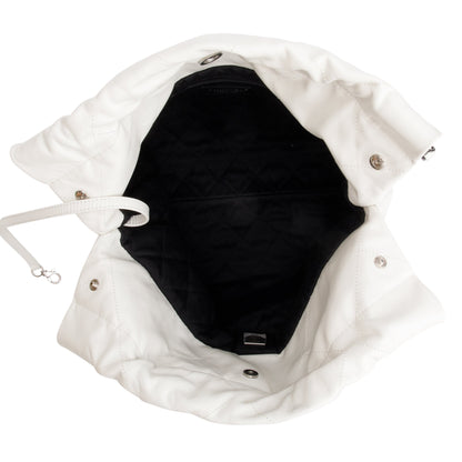Chanel 2023 White Shiny Calfskin Leather Small Chanel 22 Hobo
