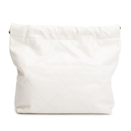 Chanel 2023 White Shiny Calfskin Leather Small Chanel 22 Hobo