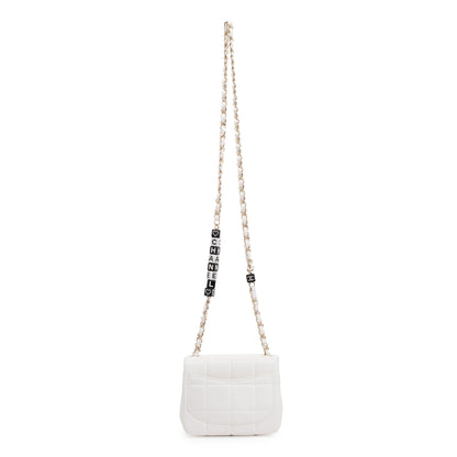 Chanel 2023 White Square Quilted Lambskin Resin Crystal Monacoco Mini Square Flap Bag