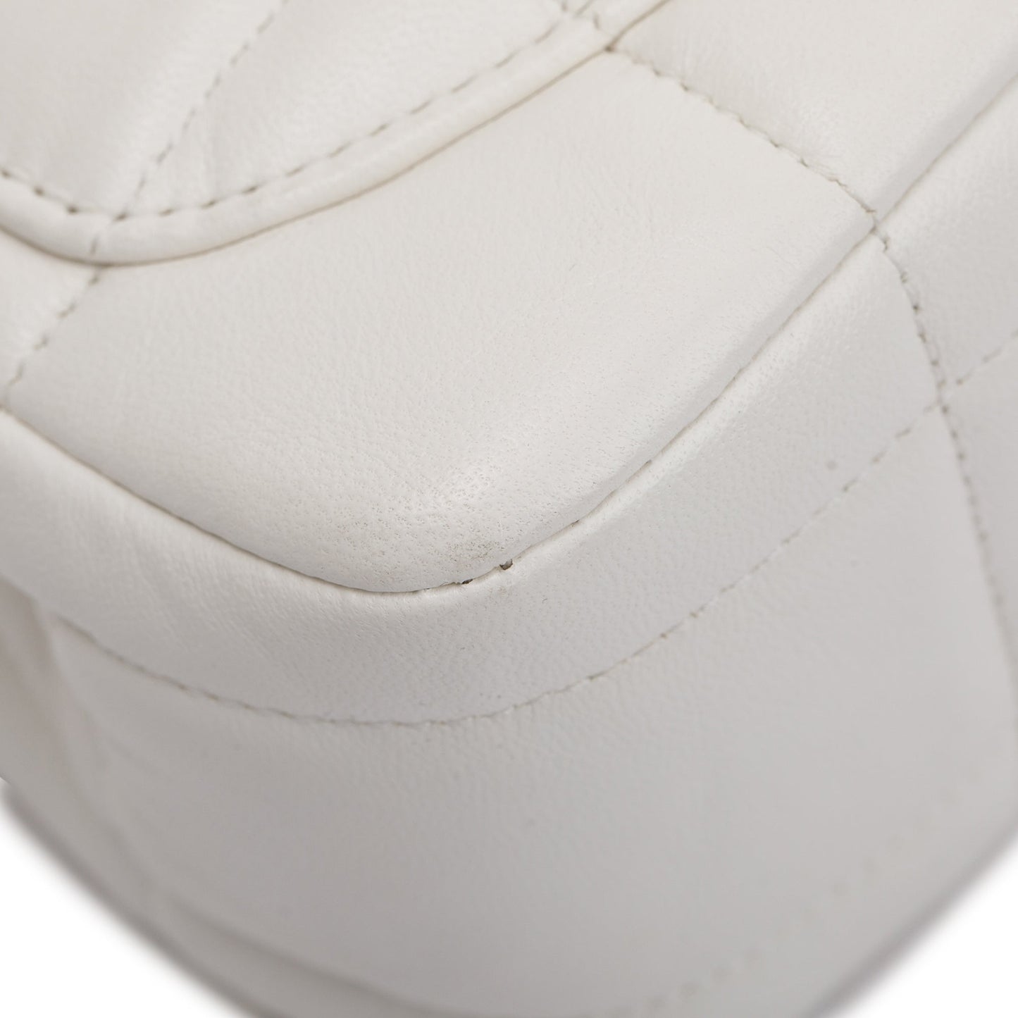 Chanel 2023 White Square Quilted Lambskin Resin Crystal Monacoco Mini Square Flap Bag