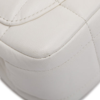 Chanel 2023 White Square Quilted Lambskin Resin Crystal Monacoco Mini Square Flap Bag