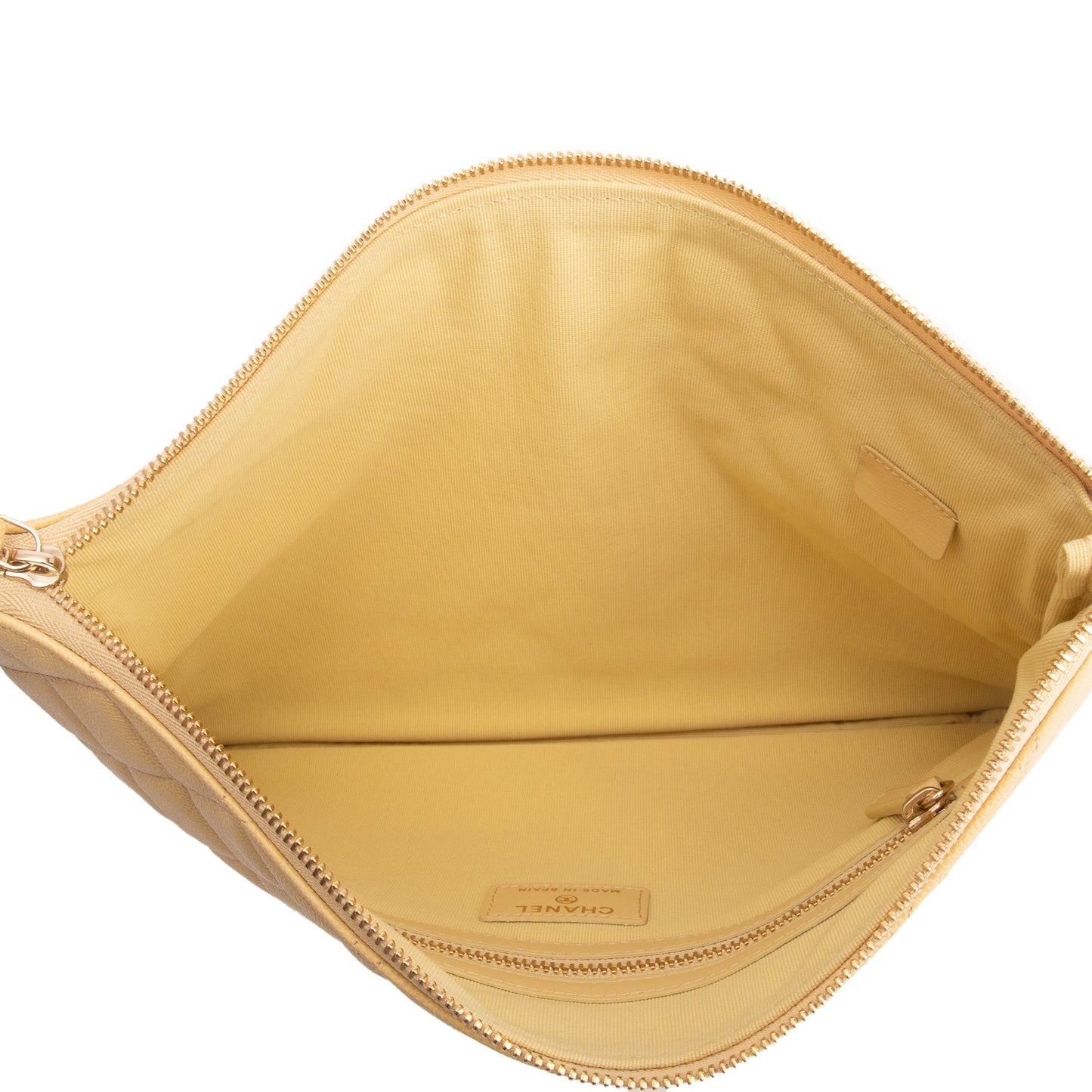 Chanel 2023 Yellow Quilted Calfskin Leather Medium O-Case Clutch
