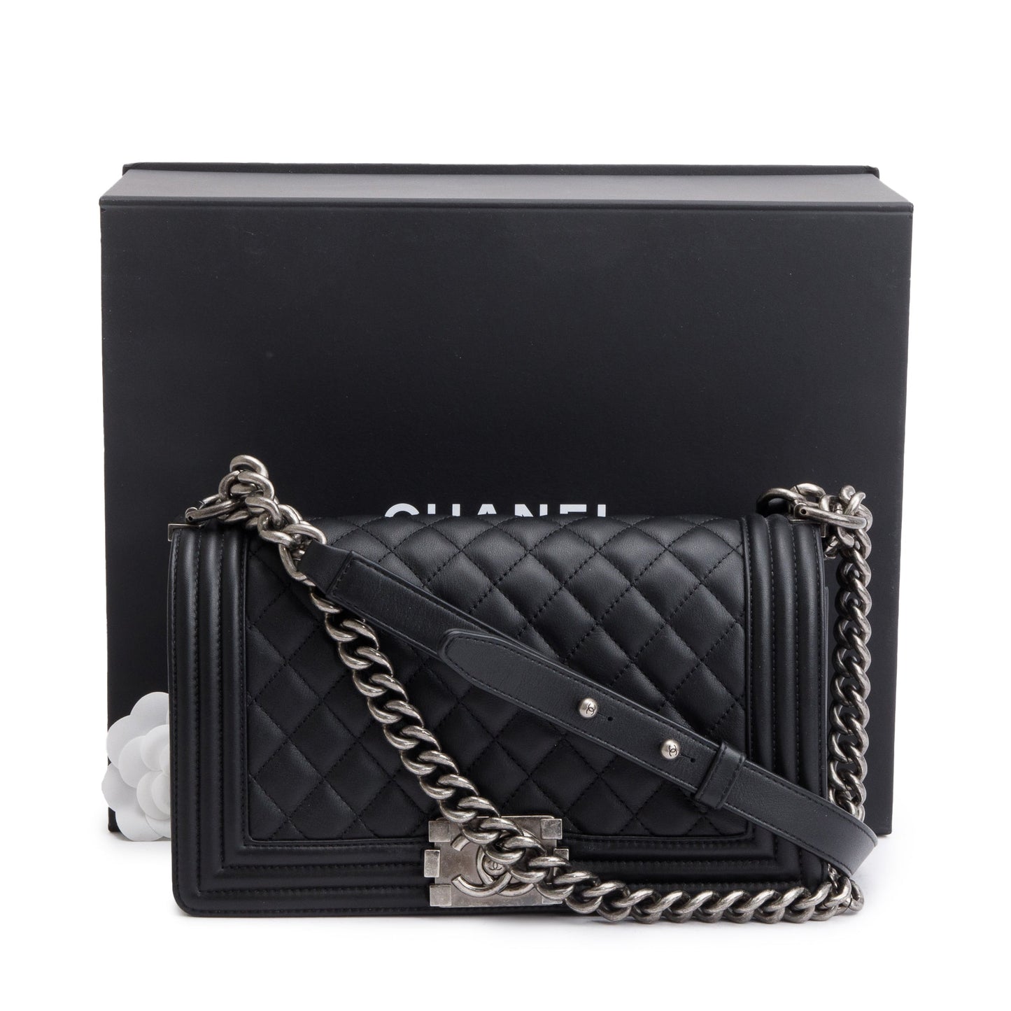 Chanel 2024 Black Lambskin Medium Boy Bag