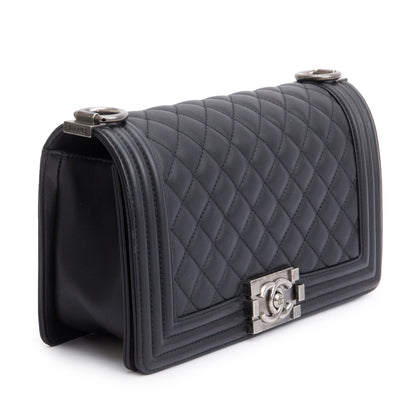 Chanel 2024 Black Lambskin Medium Boy Bag