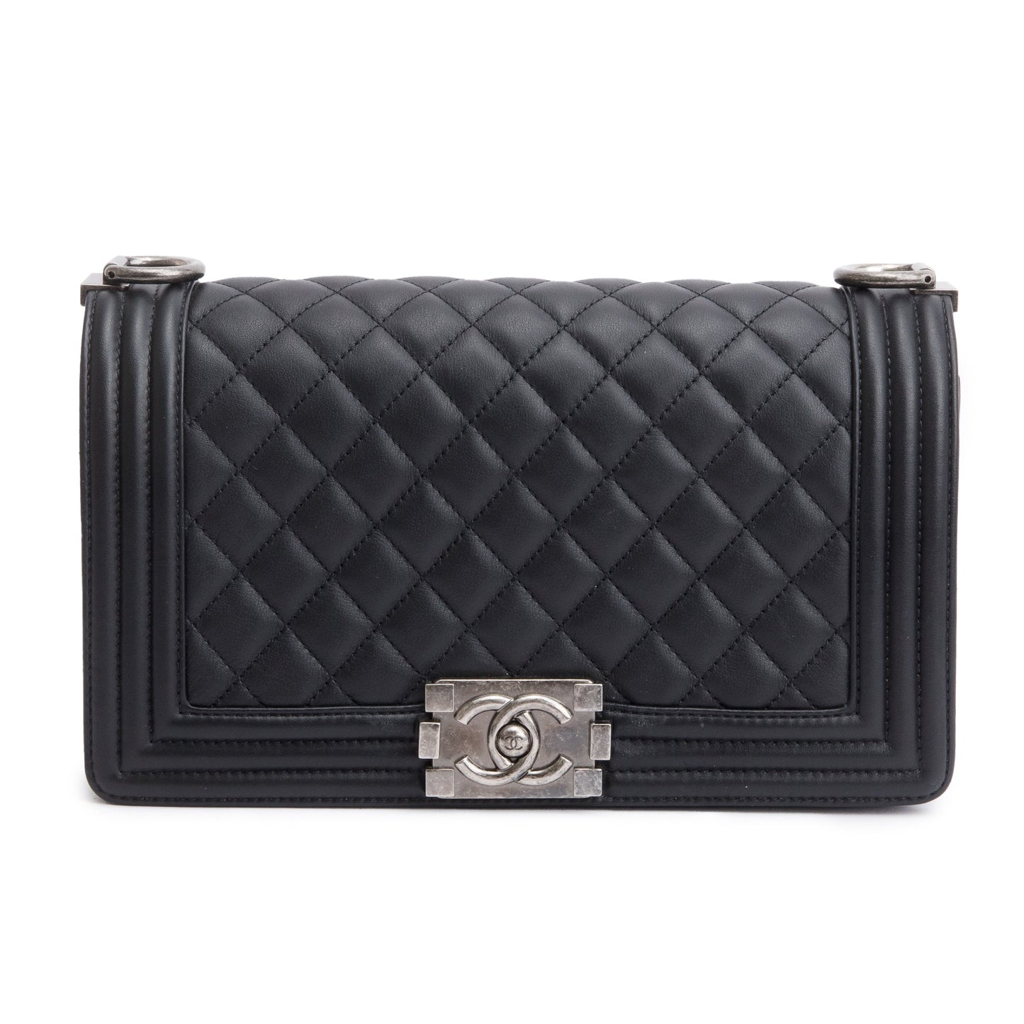 Chanel 2024 Black Lambskin Medium Boy Bag
