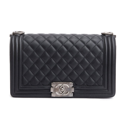 Chanel 2024 Black Lambskin Medium Boy Bag