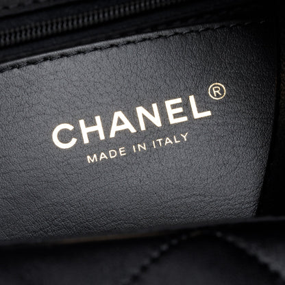 Chanel 2024 Black Quilted Calfskin Leather Shopping Bag Tote