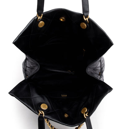 Chanel 2024 Black Quilted Calfskin Leather Shopping Bag Tote