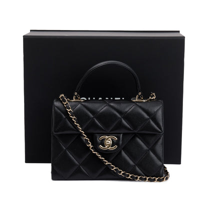 Chanel 2024 Black Quilted Caviar Leather My Retrofit Top Handle Flap Bag