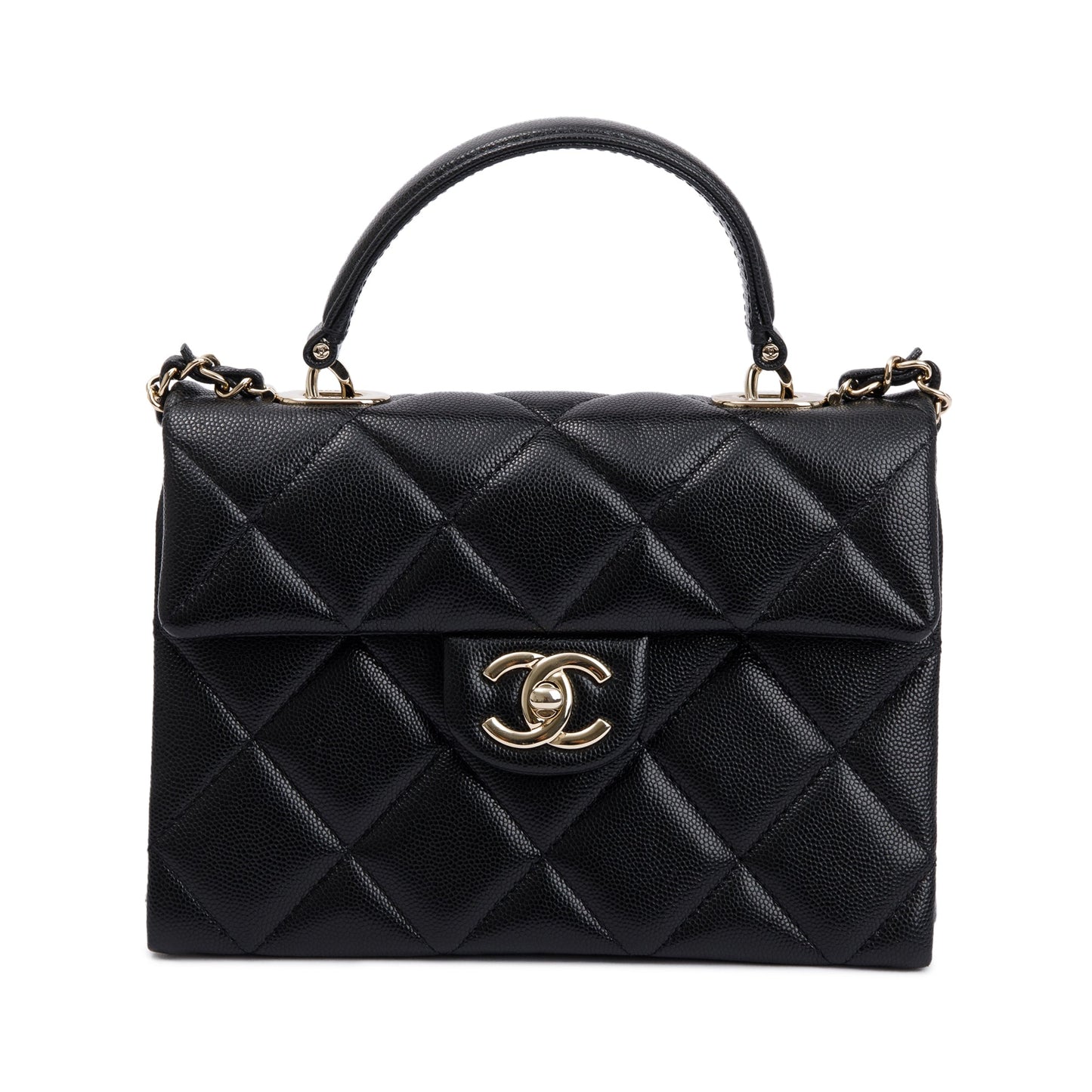 Chanel 2024 Black Quilted Caviar Leather My Retrofit Top Handle Flap Bag