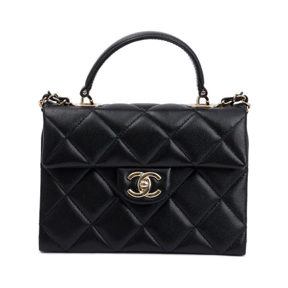 Chanel 2024 Black Quilted Caviar Leather My Retrofit Top Handle Flap Bag