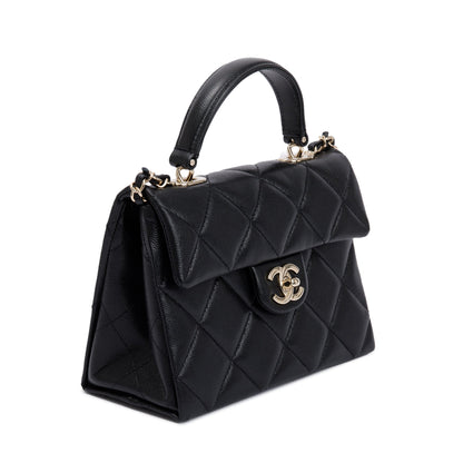 Chanel 2024 Black Quilted Caviar Leather My Retrofit Top Handle Flap Bag