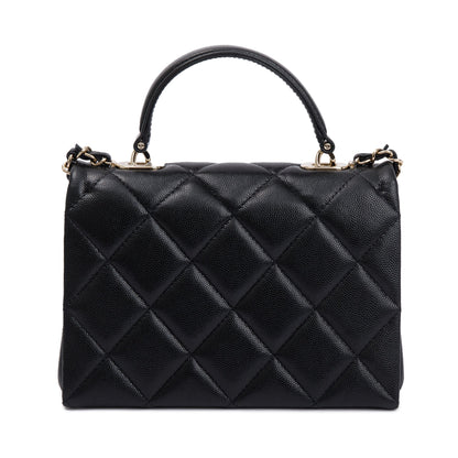 Chanel 2024 Black Quilted Caviar Leather My Retrofit Top Handle Flap Bag
