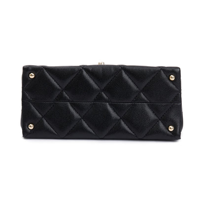 Chanel 2024 Black Quilted Caviar Leather My Retrofit Top Handle Flap Bag
