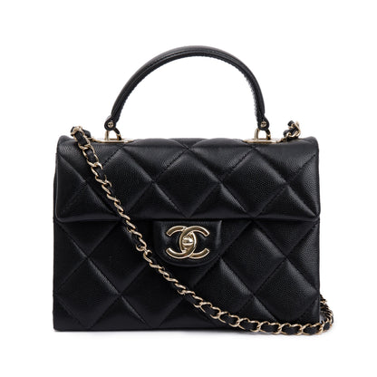 Chanel 2024 Black Quilted Caviar Leather My Retrofit Top Handle Flap Bag