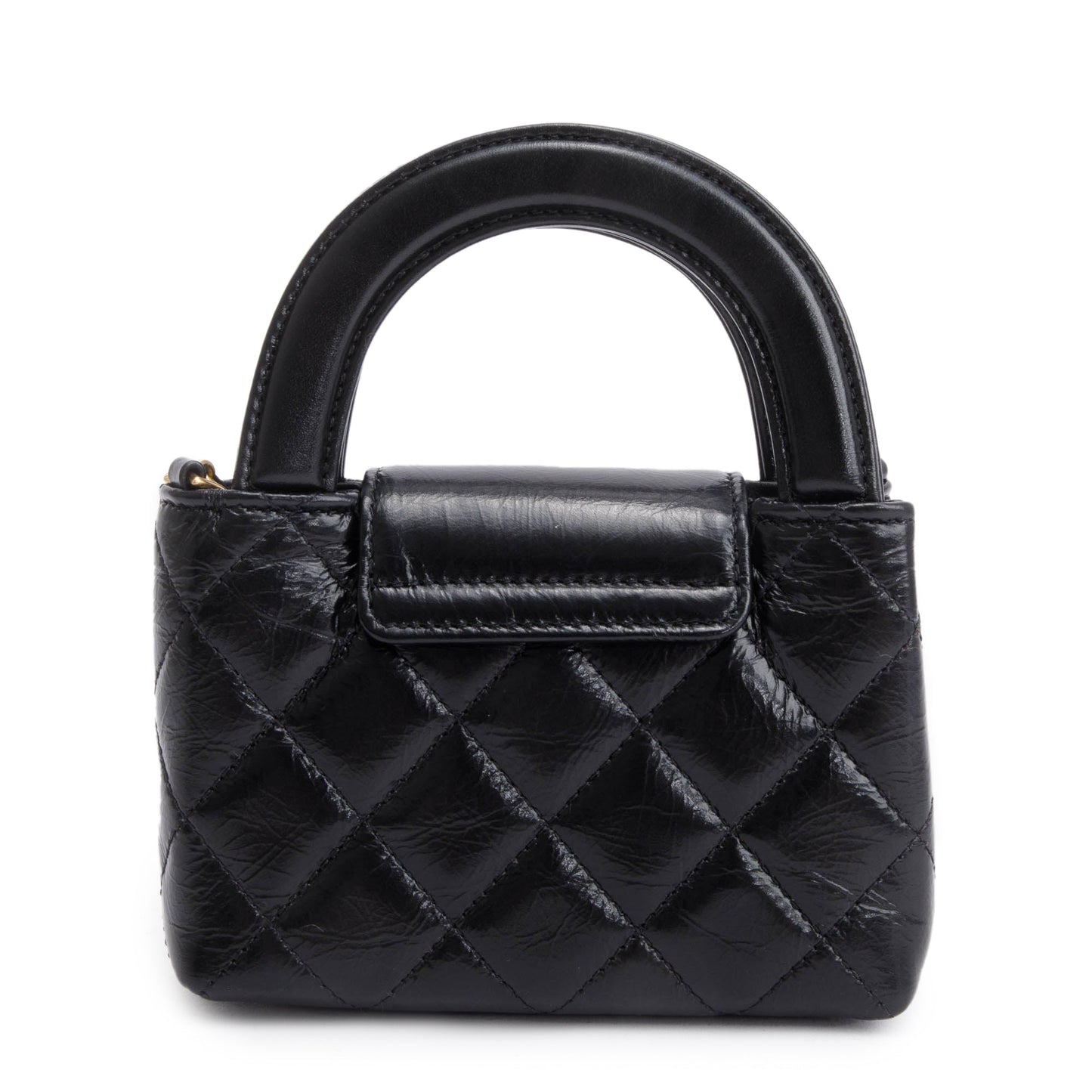 Chanel 2024 Black Shiny Aged Calfskin Leather Nano Kelly Crossbody Bag