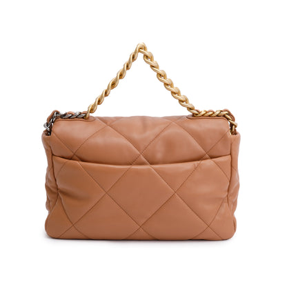 Chanel 2024 Brown Lambskin Leather Large 19 Flap Bag