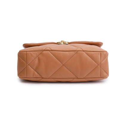 Chanel 2024 Brown Lambskin Leather Large 19 Flap Bag