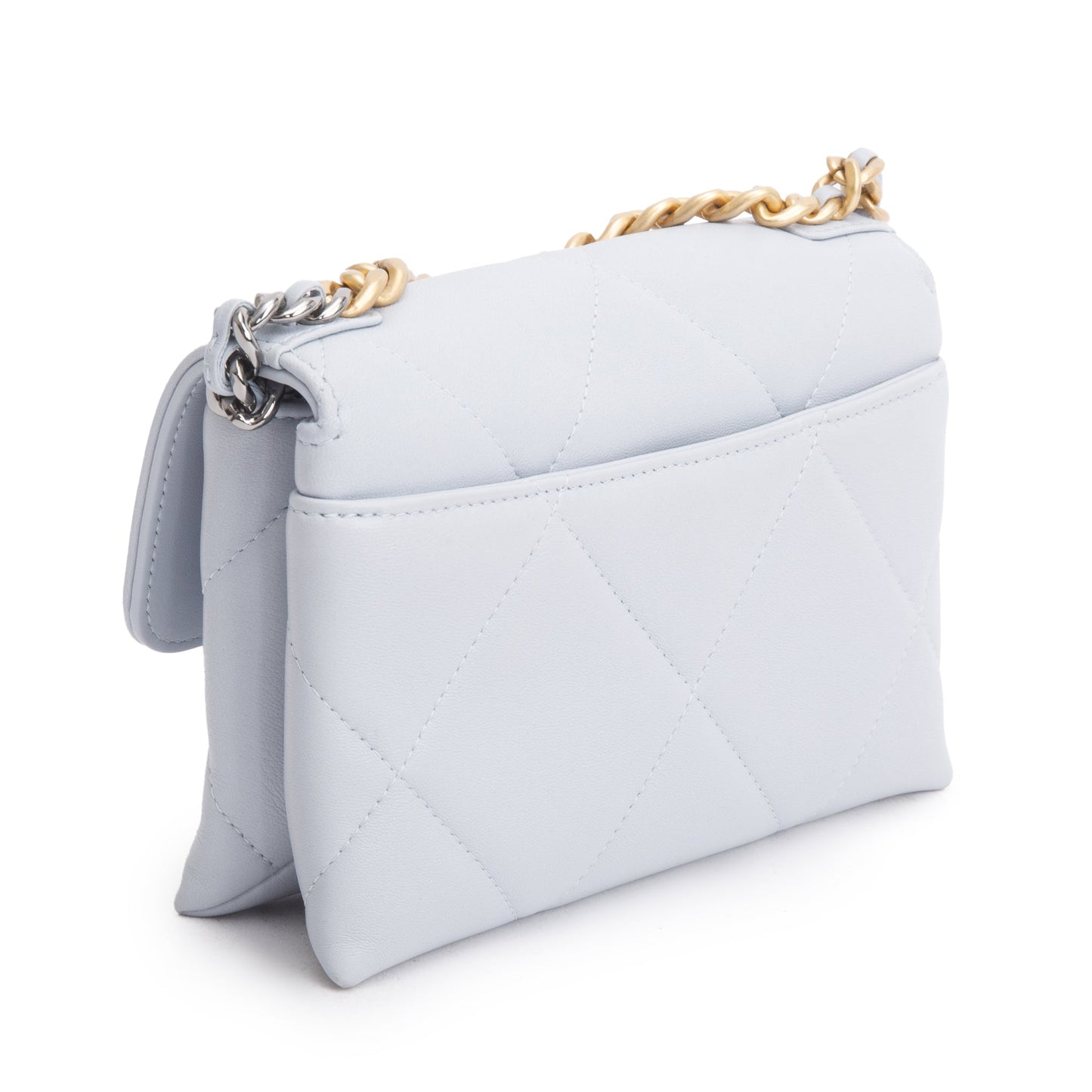Chanel 2024 Grey Lambskin Leather 19 Wallet On Chain