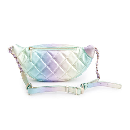 Chanel 2024 Iridescent Rainbow Metallic Quilted Calfskin Leather Belt Bag