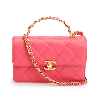Chanel 2024 Pink Lambskin Mini Flap Bag