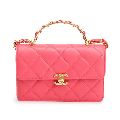 Chanel 2024 Pink Lambskin Mini Flap Bag