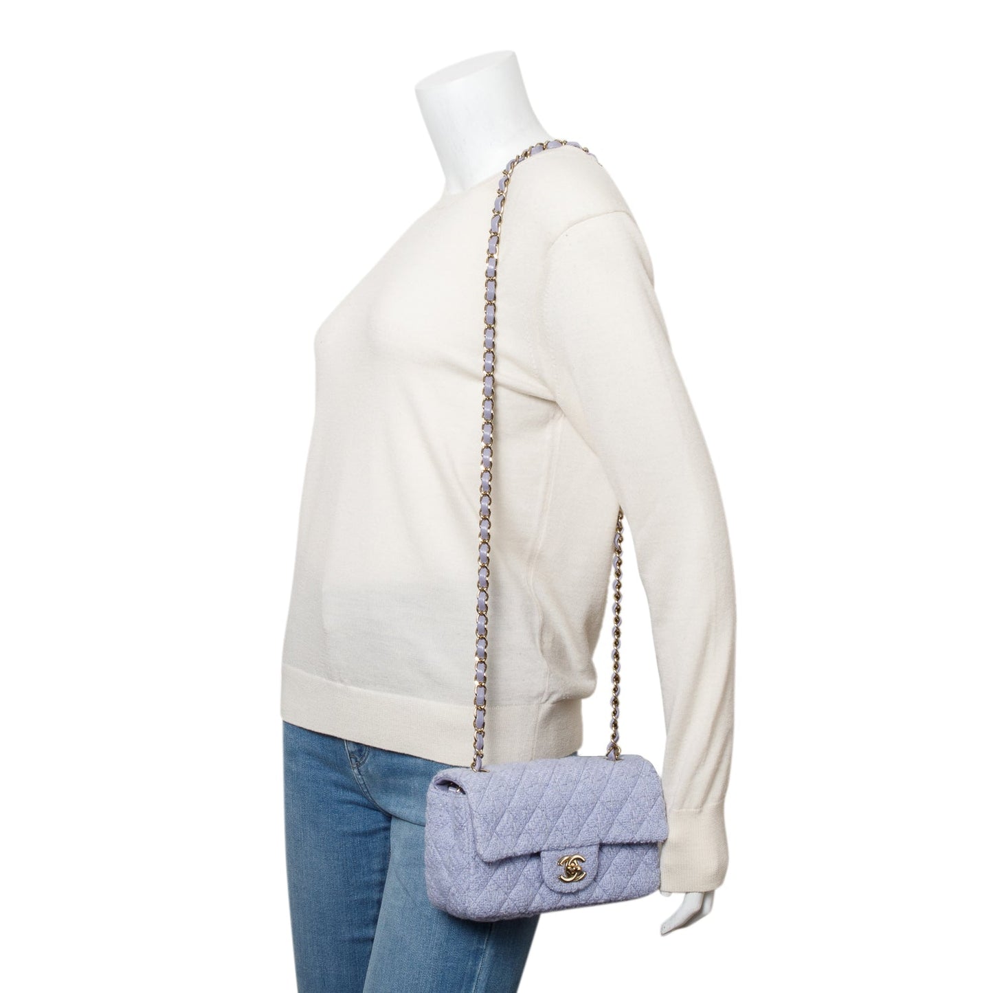 Chanel 2024 Purple Tweed Classic Mini Rectangular Flap Bag