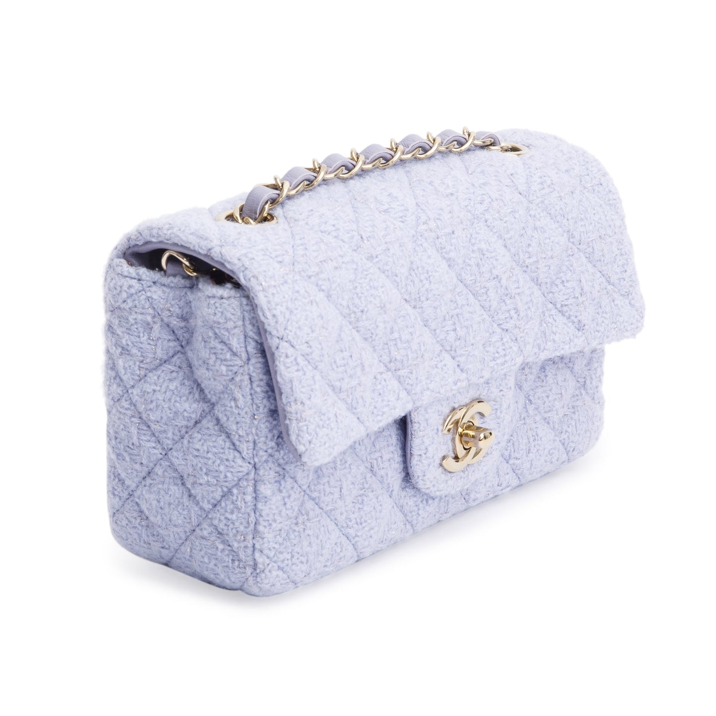 Chanel 2024 Purple Tweed Classic Mini Rectangular Flap Bag