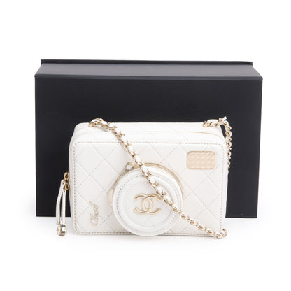 Chanel 2024 White Quilted Calfskin Leather Coco Click Crossbody Bag
