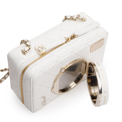 Chanel 2024 White Quilted Calfskin Leather Coco Click Crossbody Bag