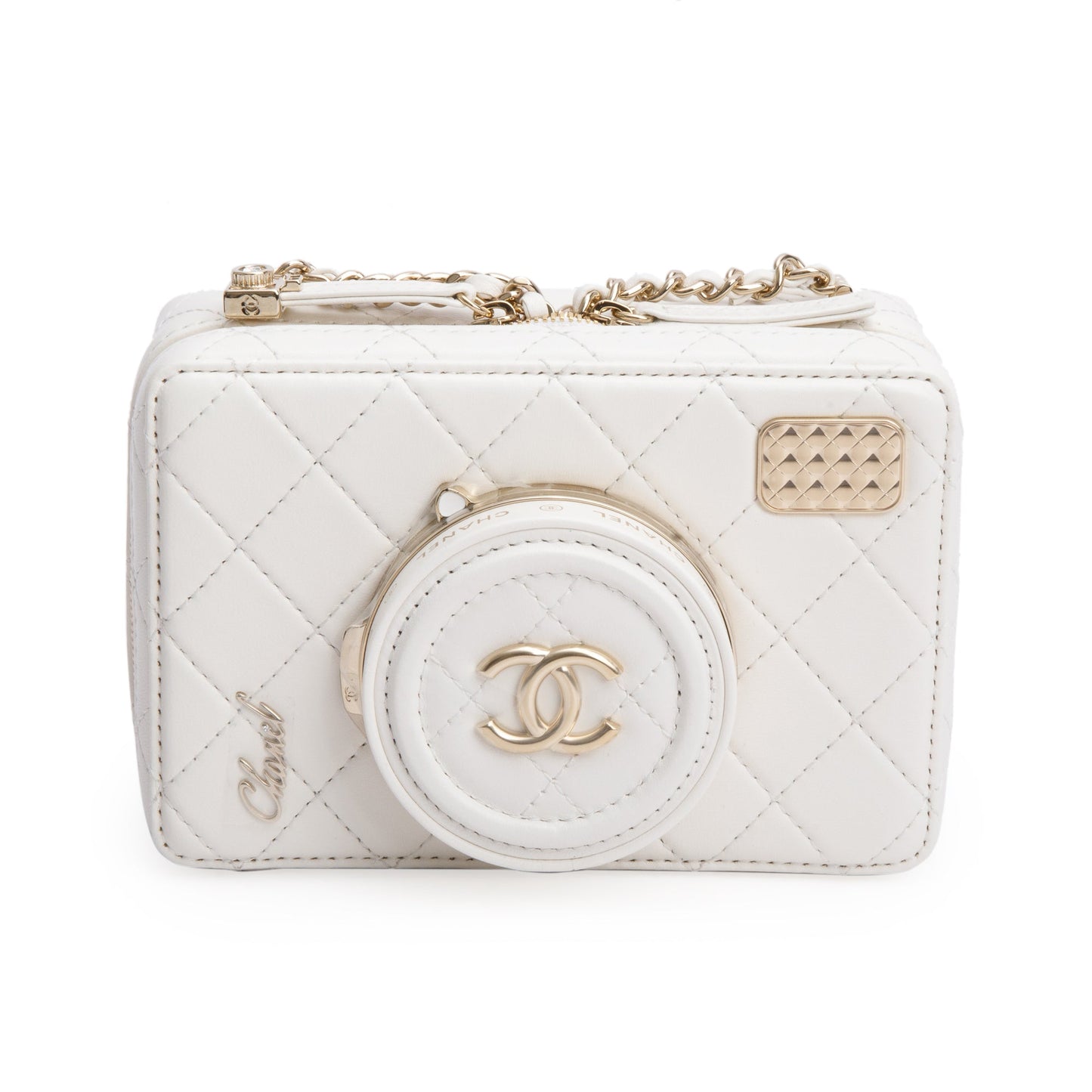 Chanel 2024 White Quilted Calfskin Leather Coco Click Crossbody Bag