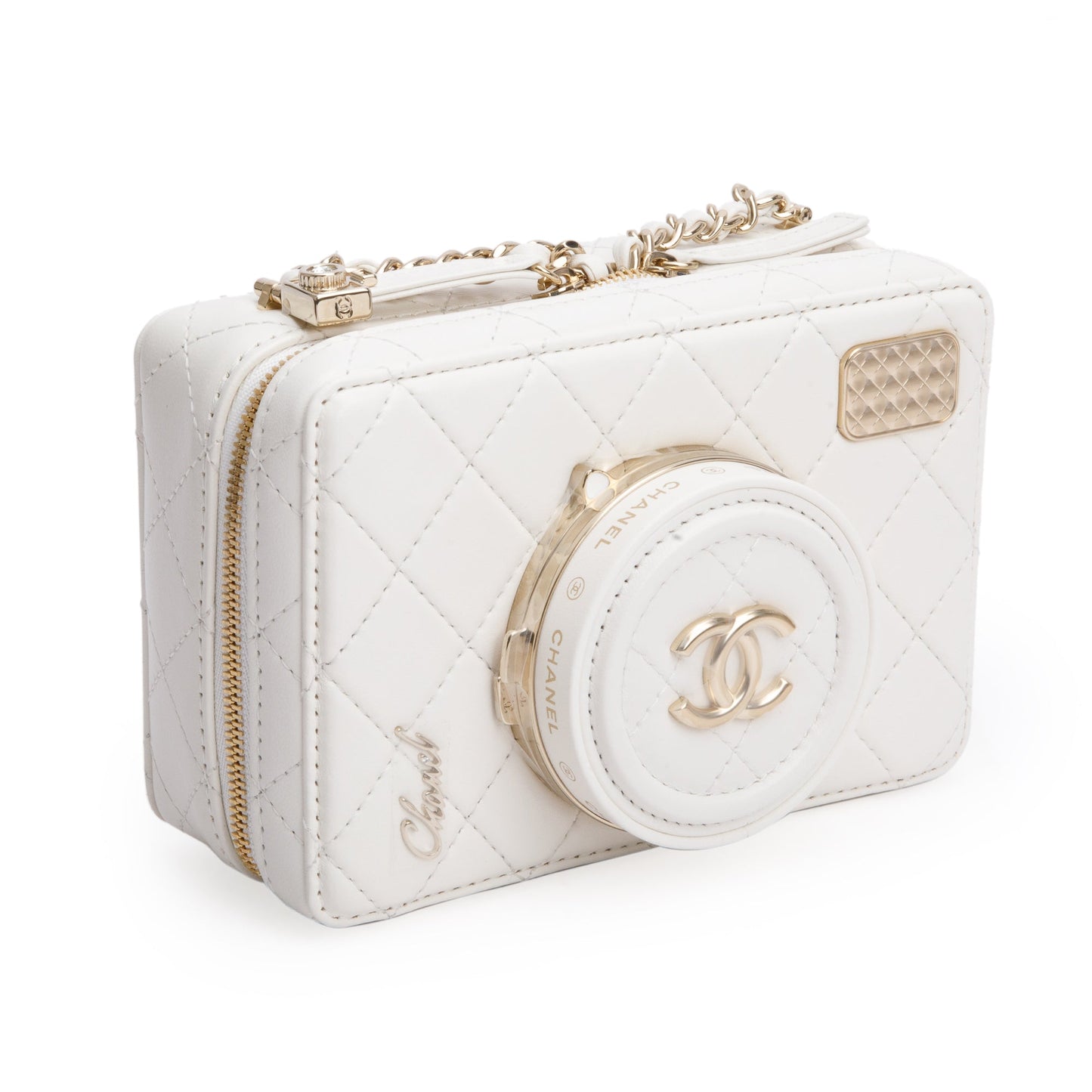 Chanel 2024 White Quilted Calfskin Leather Coco Click Crossbody Bag