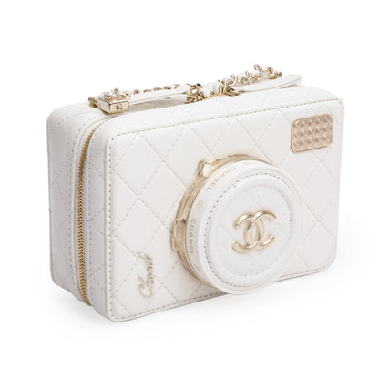 Chanel 2024 White Quilted Calfskin Leather Coco Click Crossbody Bag