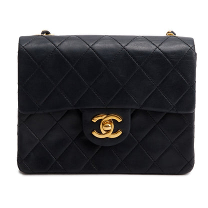 Chanel Vintage Black Lambskin Classic Mini Square Flap