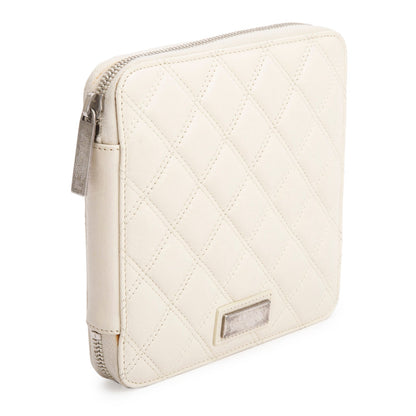 Chanel Cream Lambskin Quilted Zipped Tavel Pouch