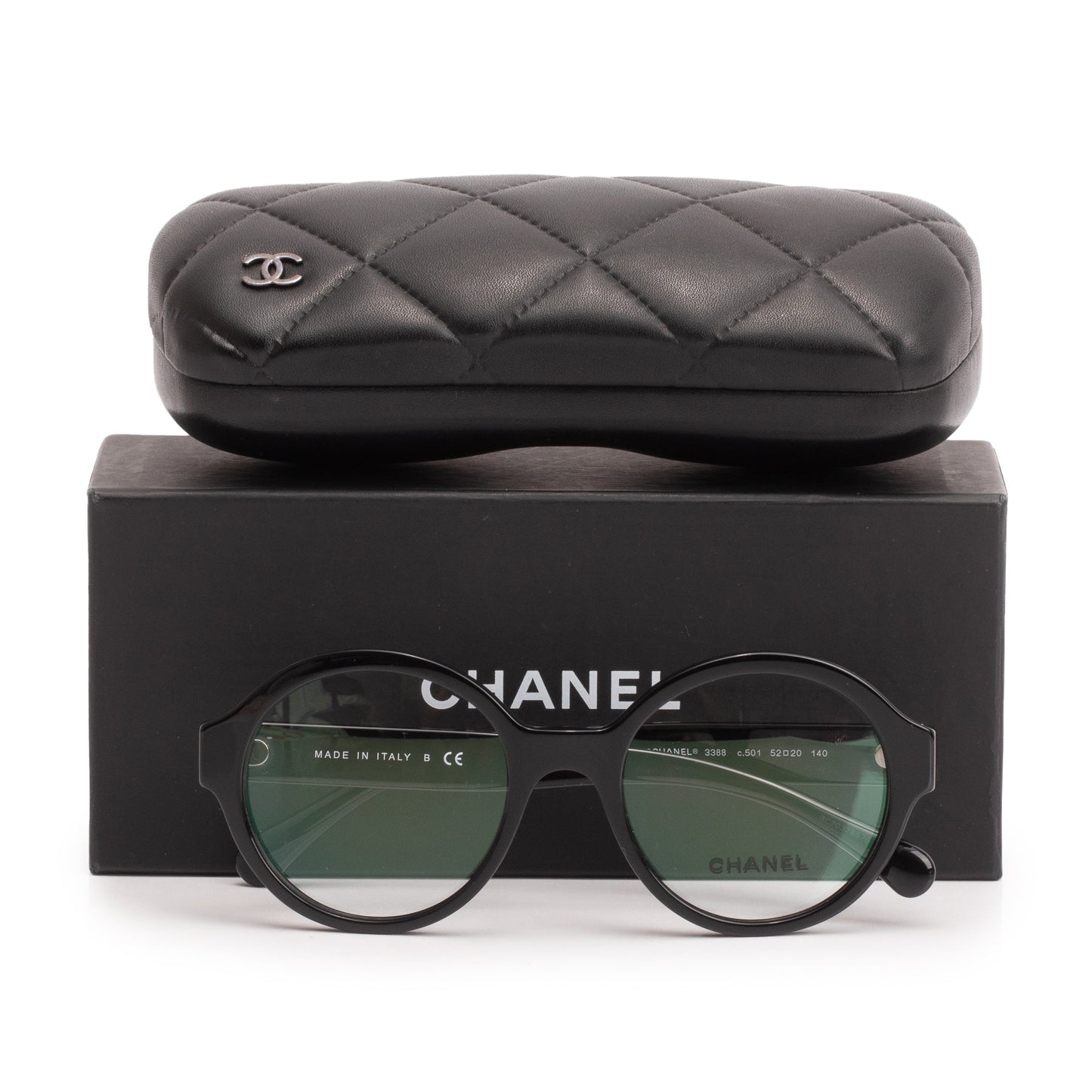 Chanel 3388 Black Acetate CC Logo Round Eyeglasses