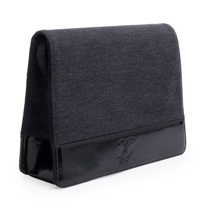 Chanel Grey Jersey Patent Leather CC Flap Shoulder Bag