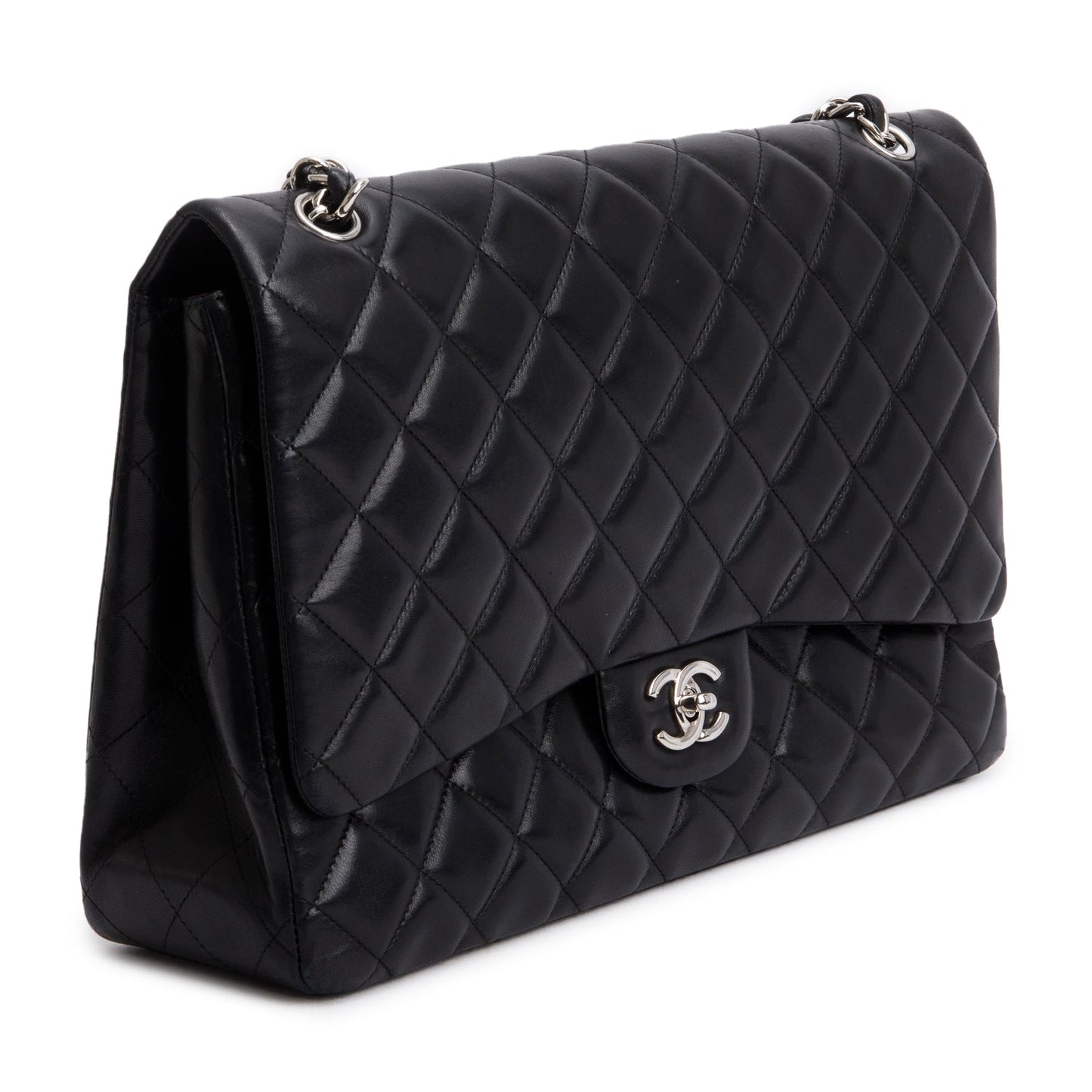 Chanel Black Lambskin Leather Classic Jumbo Single Flap Bag