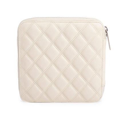 Chanel Cream Lambskin Quilted Zipped Tavel Pouch