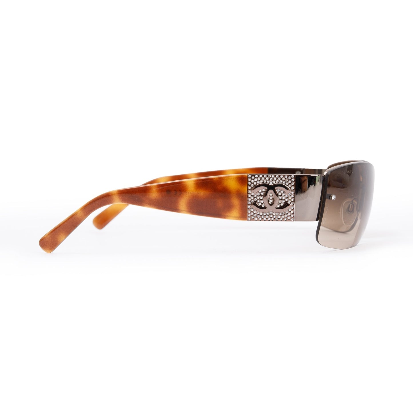 Chanel 4117-B Tortoise Acetate Crystal CC Sunglasses