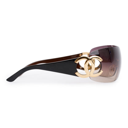 Chanel 4125 Brown Rimless  CC Logo Shield Sunglasses