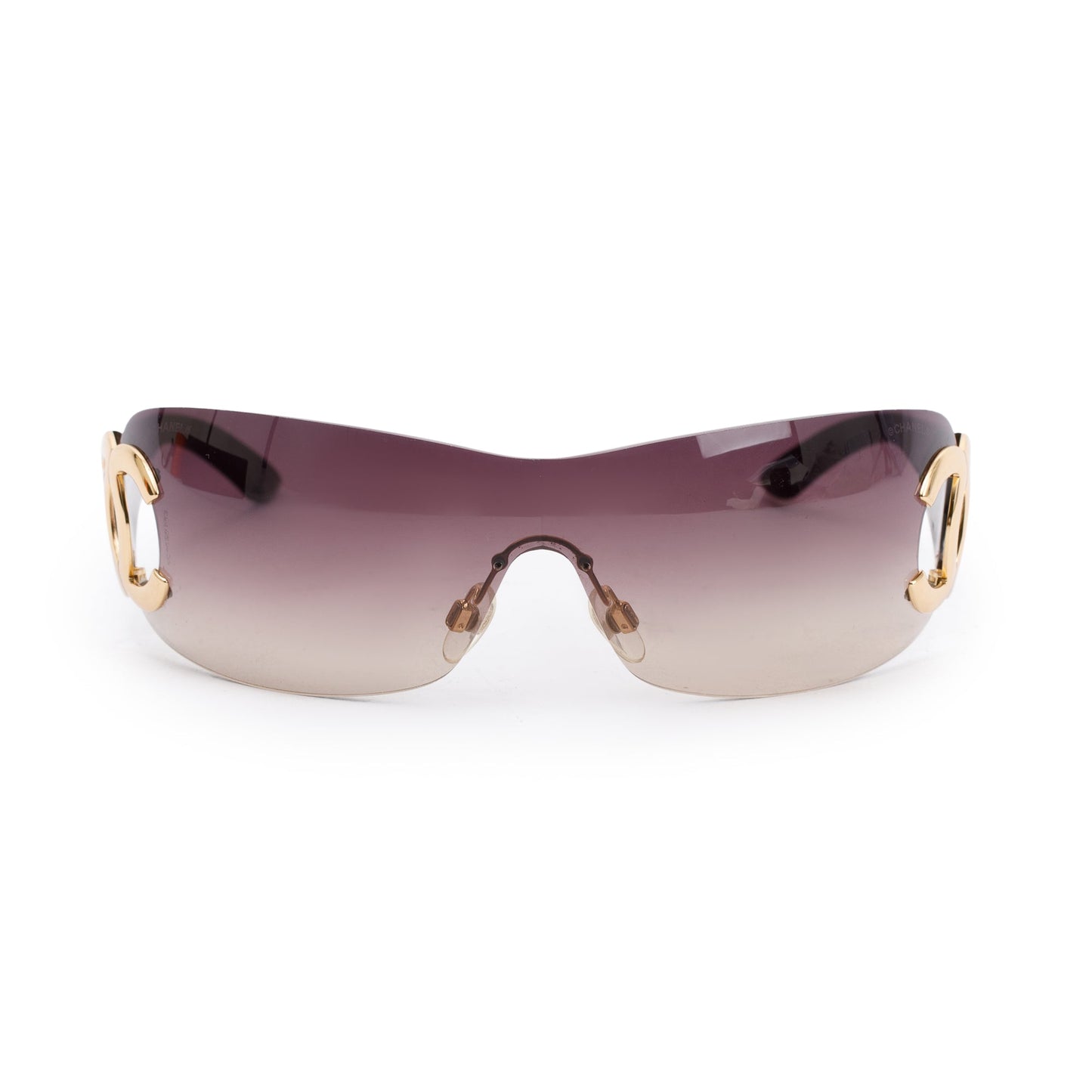 Chanel 4125 Brown Rimless  CC Logo Shield Sunglasses